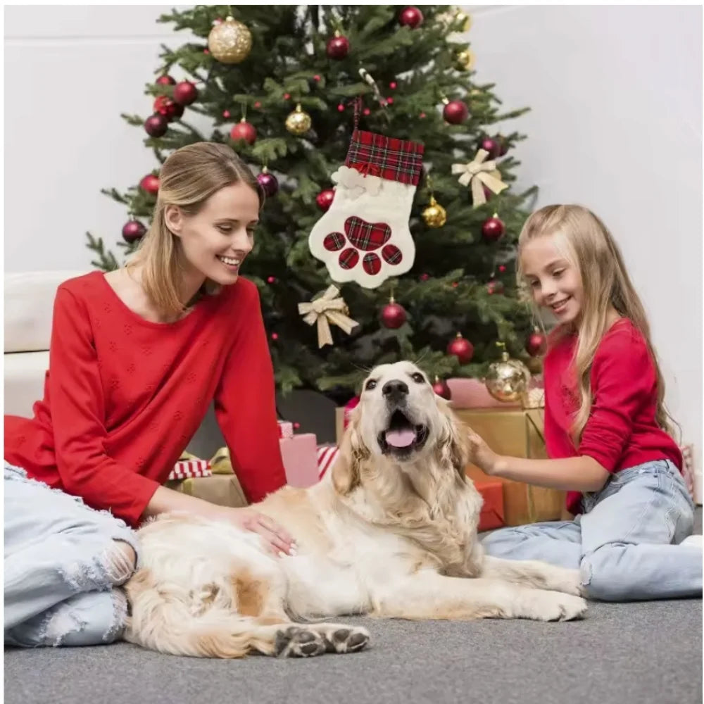 Family Christmas Stockings for Pets & People - Santa, Holiday & Dog Paw Decoration Gifts