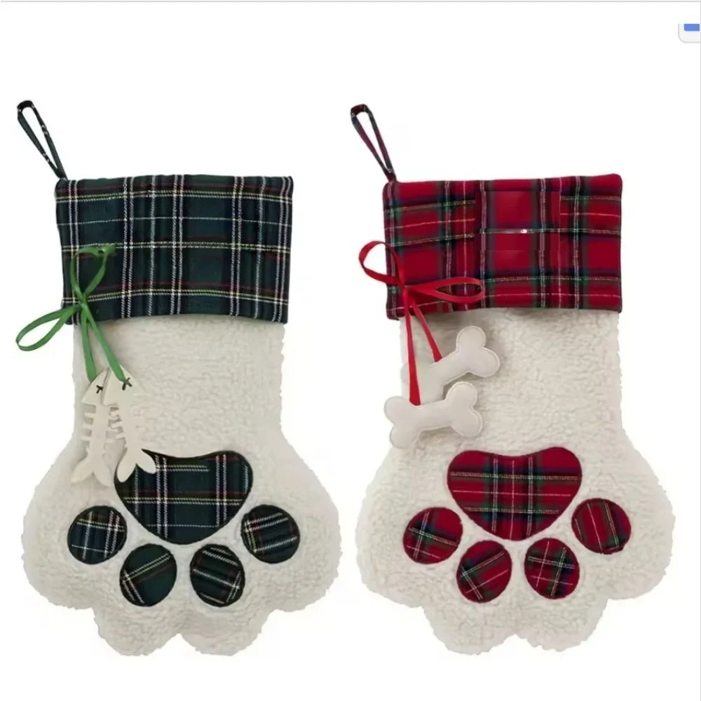 Family Christmas Stockings for Pets & People - Santa, Holiday & Dog Paw Decoration Gifts