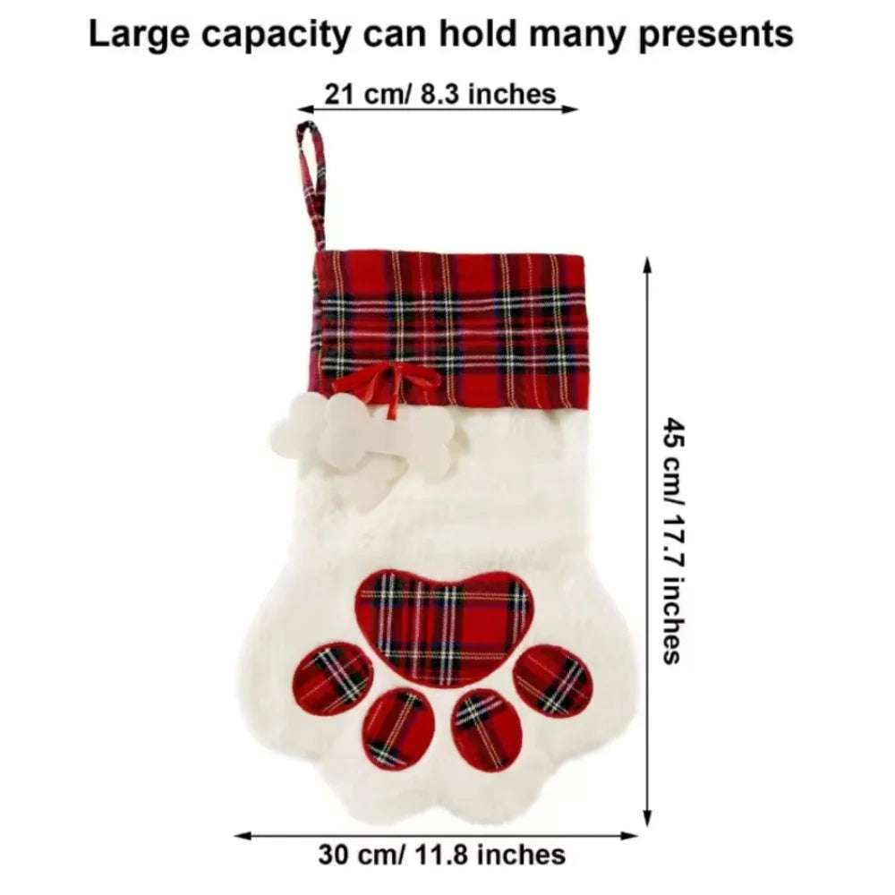 Family Christmas Stockings for Pets & People - Santa, Holiday & Dog Paw Decoration Gifts