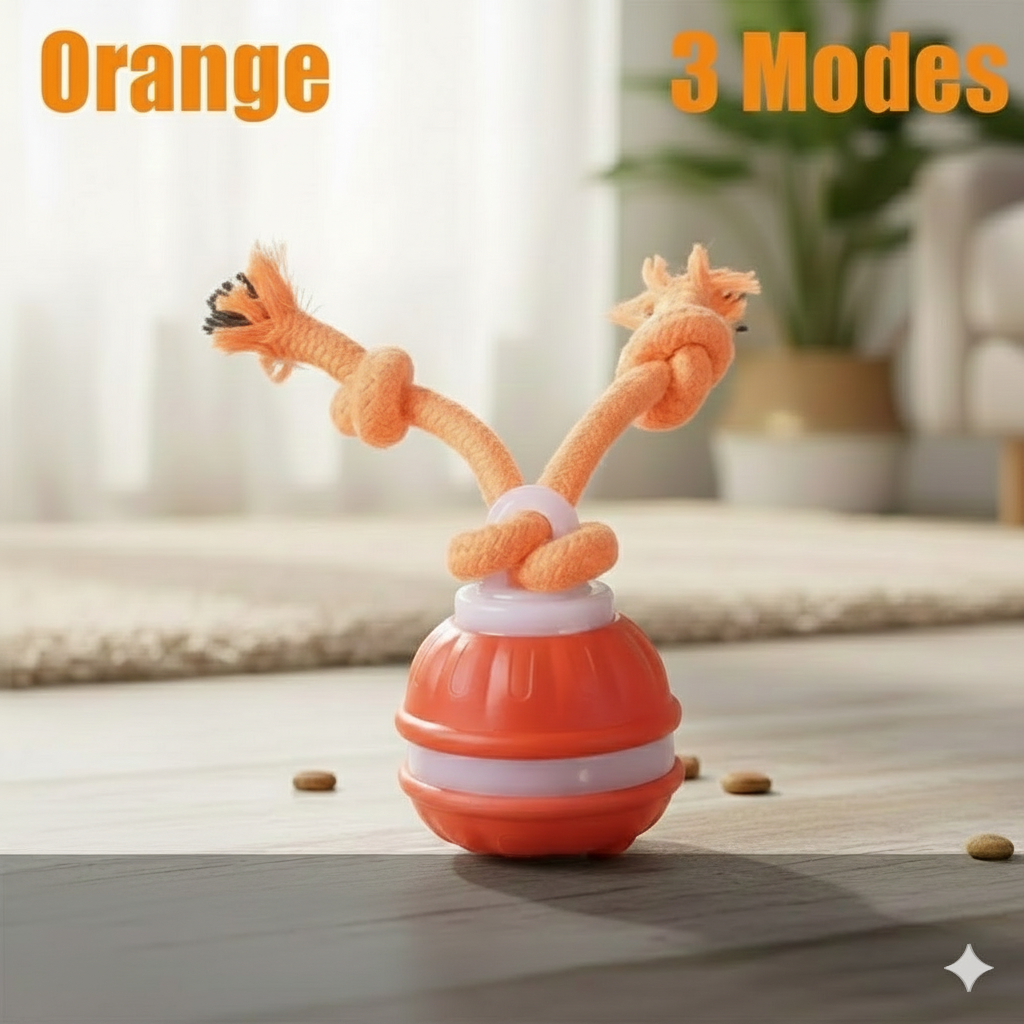 Automatic Moving Puppy Toy: Smart Interactive Ball with Chew Rope for Active Dogs