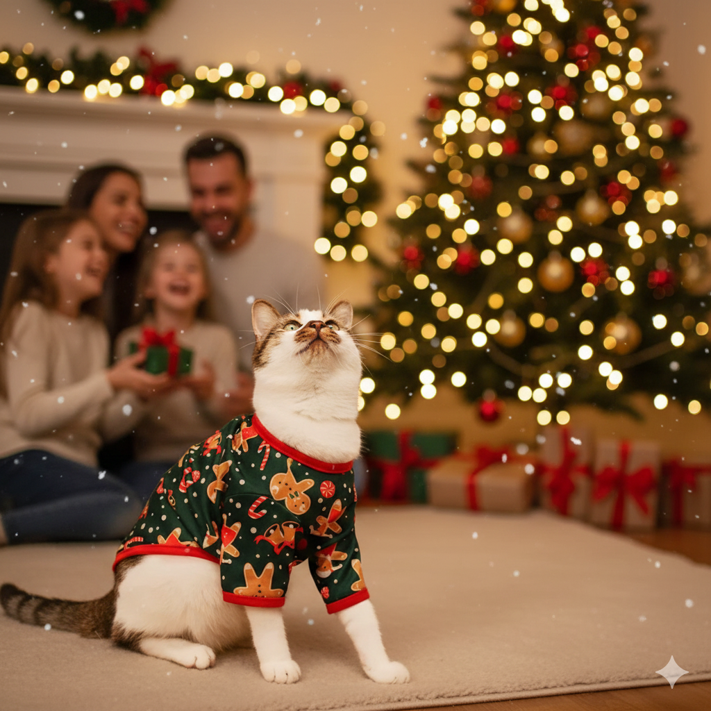 Cozy Christmas Dog & Cat Shirt - Soft Holiday Apparel with Cute Snowman Print