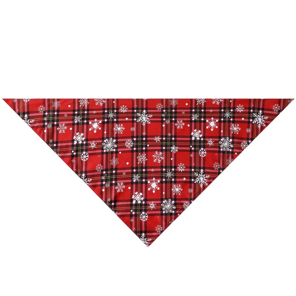 Christmas Snowflake Plaid Dog Bandana – Festive Holiday Pet Scarf