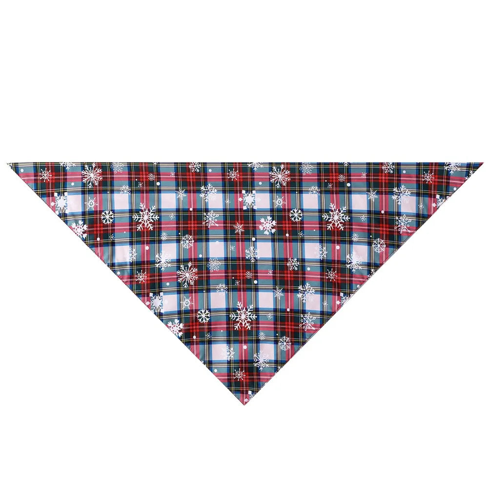 Christmas Snowflake Plaid Dog Bandana – Festive Holiday Pet Scarf