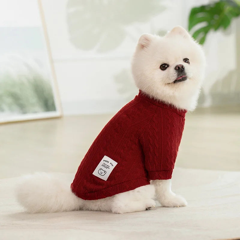 Cozy Cable Knit Pet Sweater - Warm Designer Knitwear for Winter & Fall Dogs & Puppies