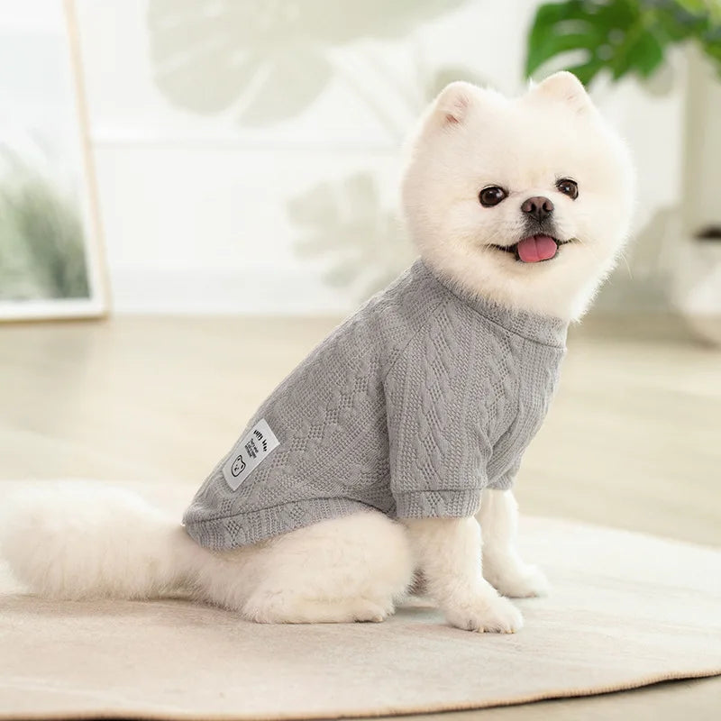 Cozy Cable Knit Pet Sweater - Warm Designer Knitwear for Winter & Fall Dogs & Puppies