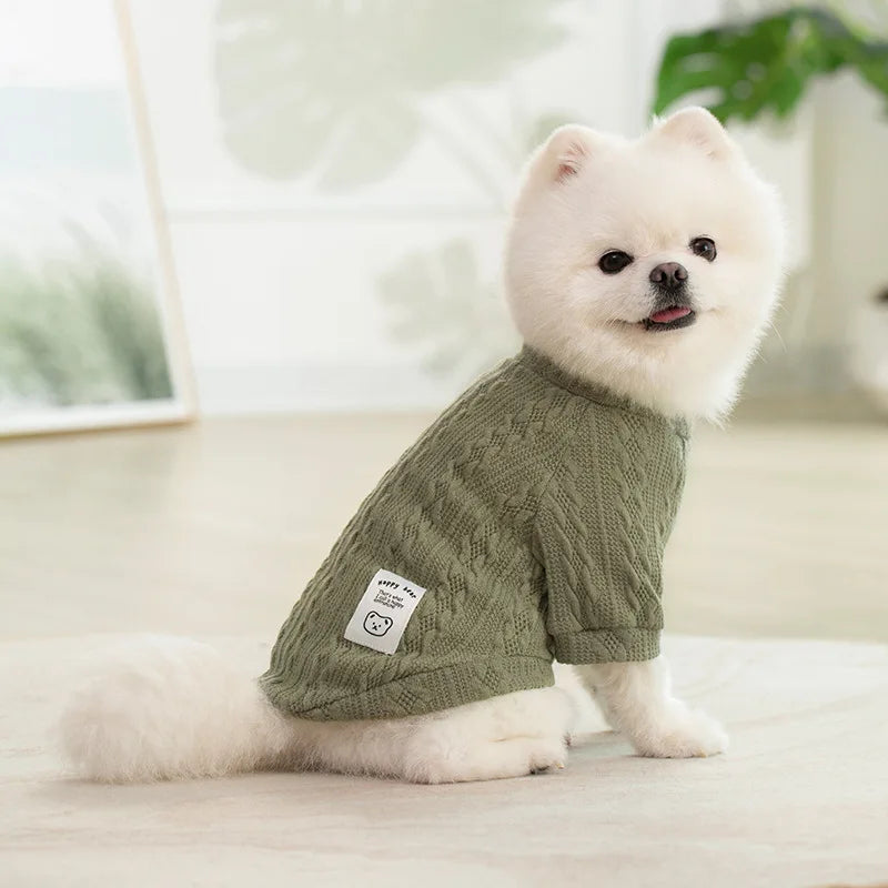 Cozy Cable Knit Pet Sweater - Warm Designer Knitwear for Winter & Fall Dogs & Puppies