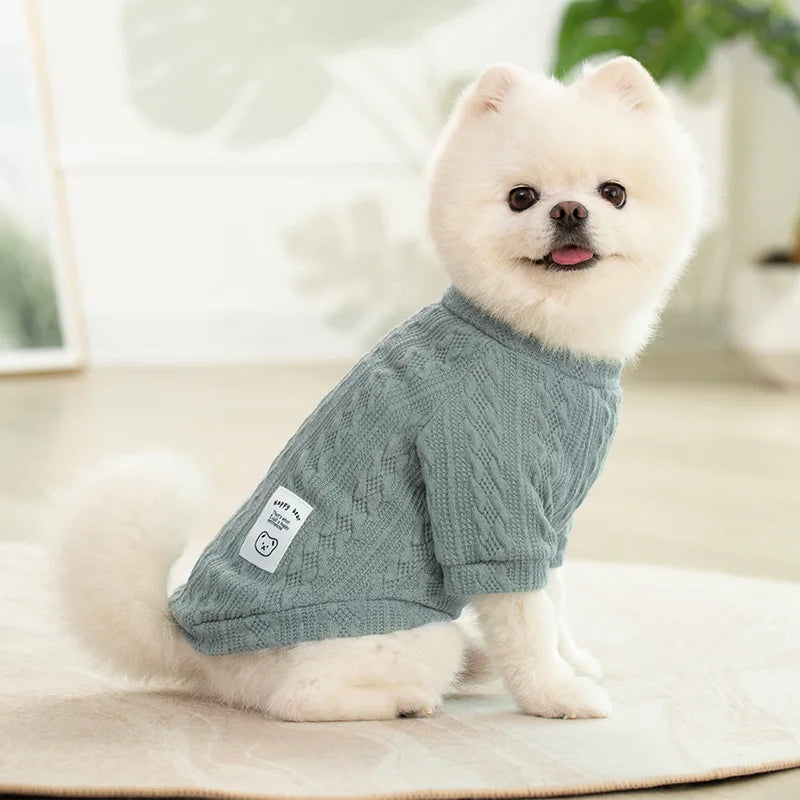 Cozy Cable Knit Pet Sweater - Warm Designer Knitwear for Winter & Fall Dogs & Puppies
