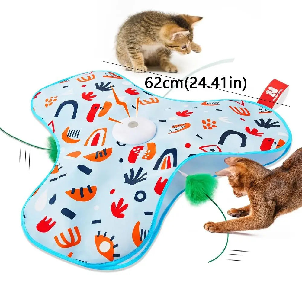 Smart Rechargeable Cat Toy: Motion/Touch Activated Interactive Hide & Seek Feather Game