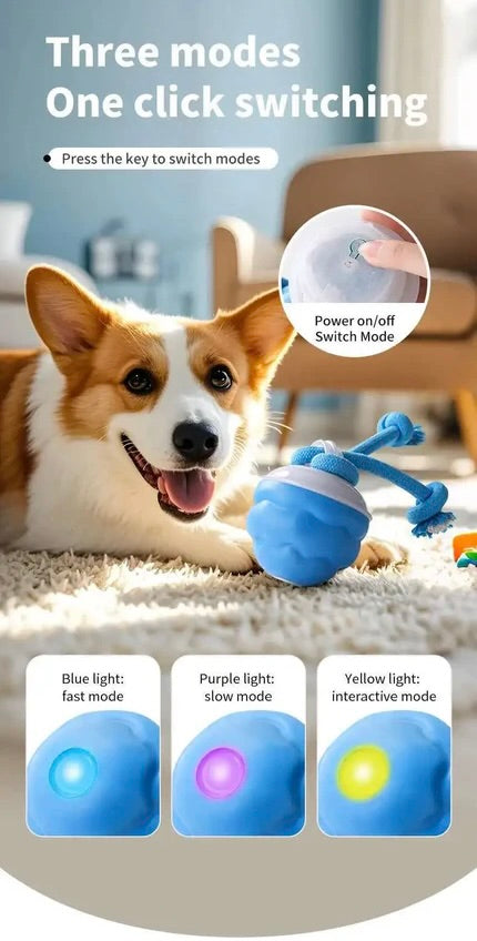 Automatic Moving Puppy Toy: Smart Interactive Ball with Chew Rope for Active Dogs