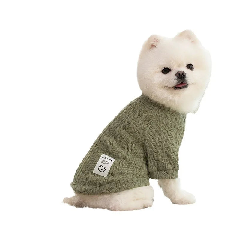 Cozy Cable Knit Pet Sweater - Warm Designer Knitwear for Winter & Fall Dogs & Puppies