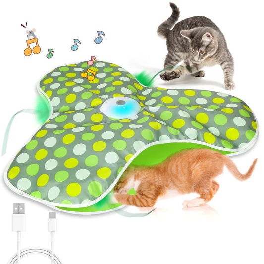 Smart Rechargeable Cat Toy: Motion/Touch Activated Interactive Hide & Seek Feather Game
