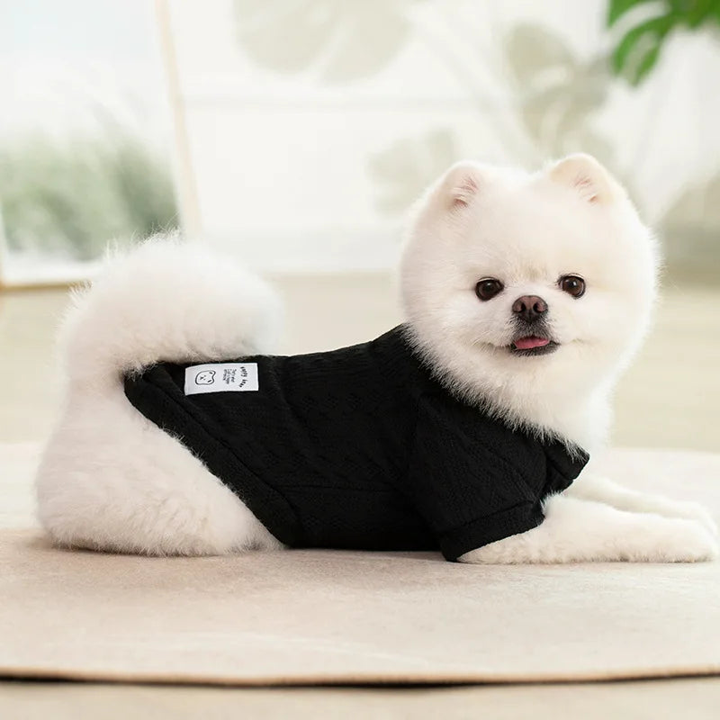Cozy Cable Knit Pet Sweater - Warm Designer Knitwear for Winter & Fall Dogs & Puppies