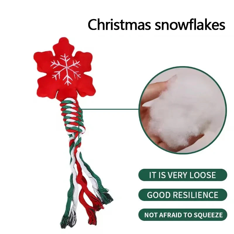 Durable Christmas Pet Knot Toys - Teething, Biting & Squeaky Holiday Plush for Dogs